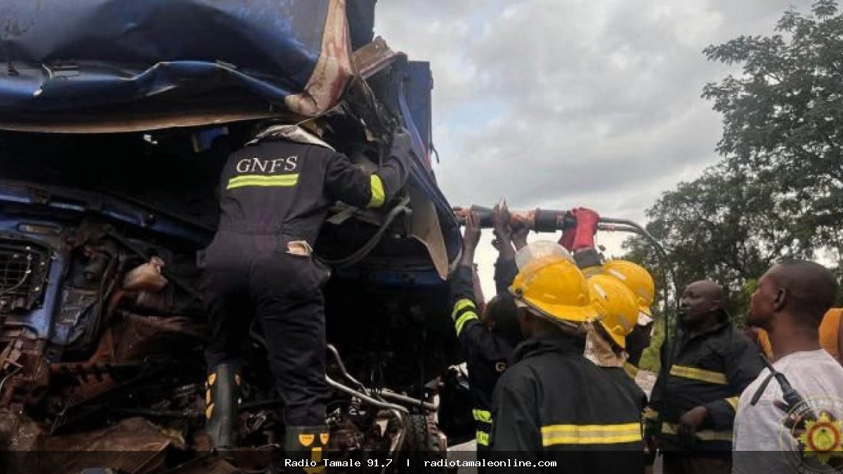 Driver trapped in trailer rescued after crash on Kintampo-Tamale Highway